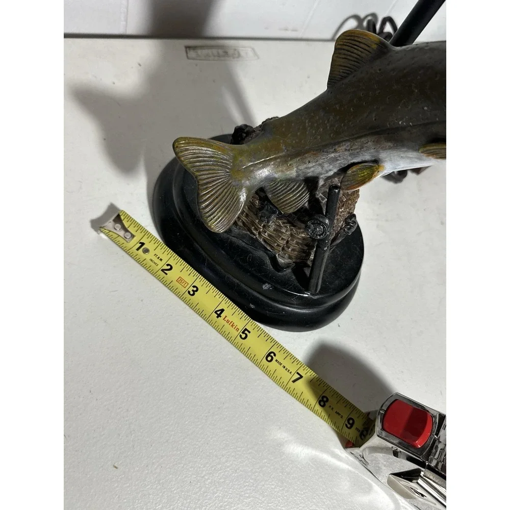 Vintage Fishing Fish Table Lamp Resin Trout Bass Cabin Lodge Decor 21